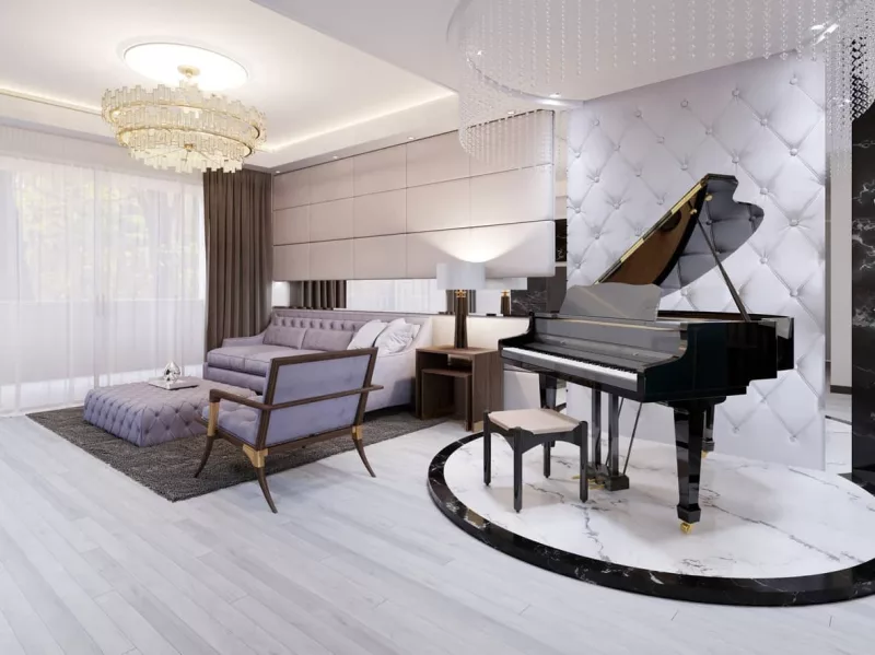 Piano Điện "Mini-Grand" Thu Nhỏ: Trải Nghiệm Thính Giác & Thị Giác Cao Cấp Trong Không Gian Hiện Đại